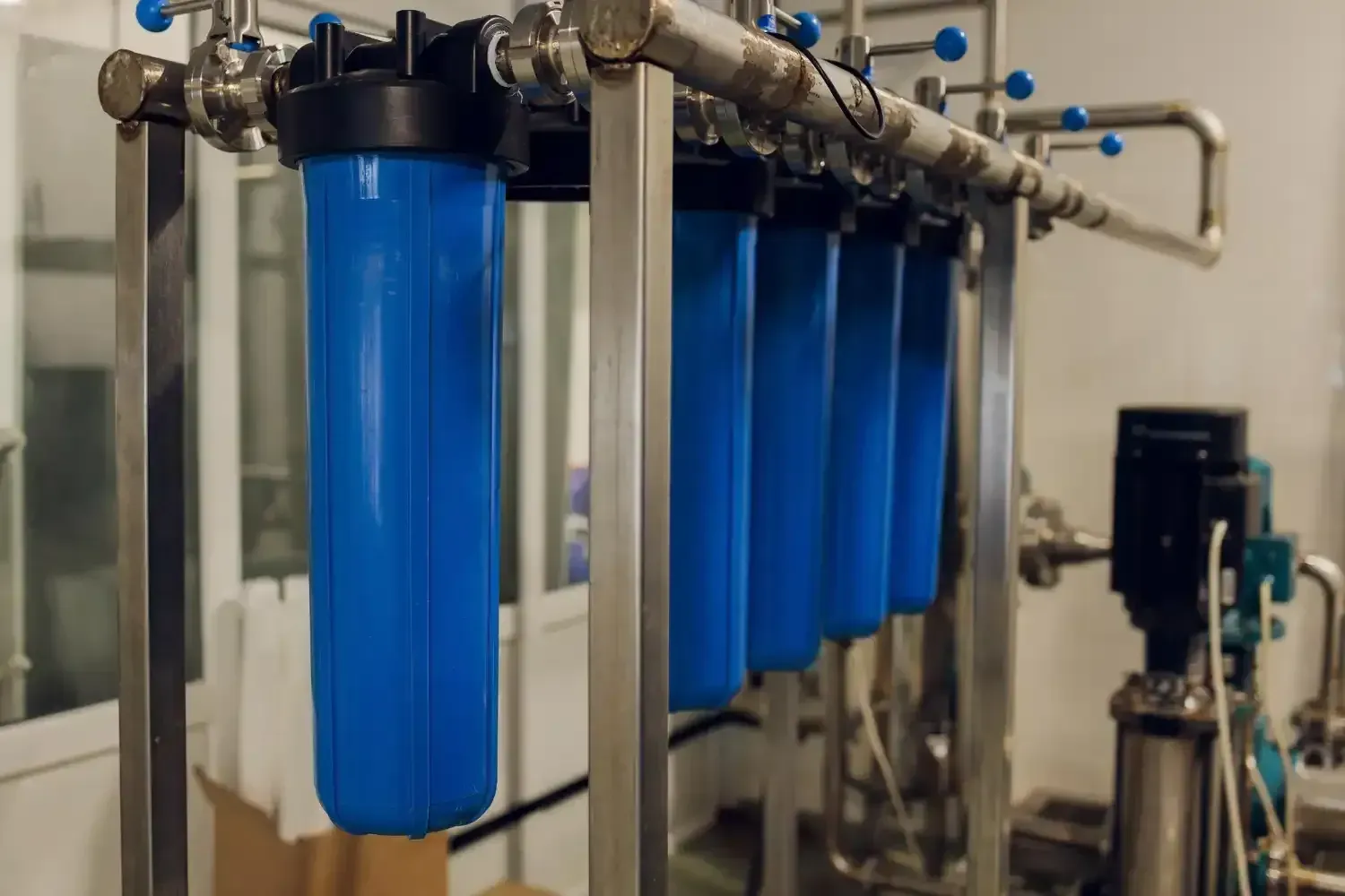 Blue water filter housings