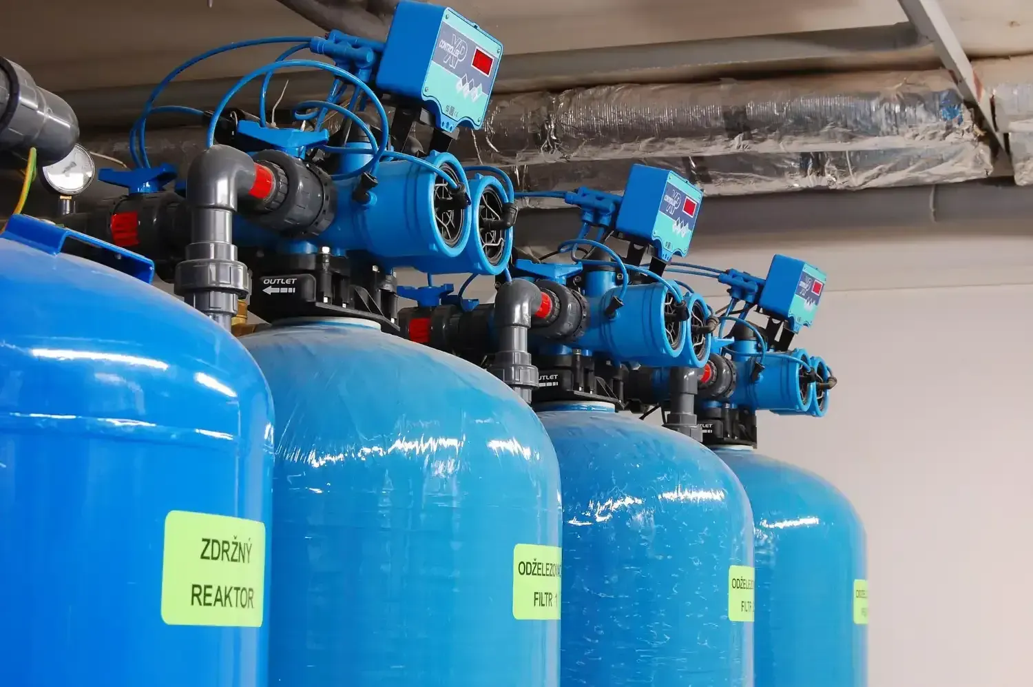 Blue water filtration tanks