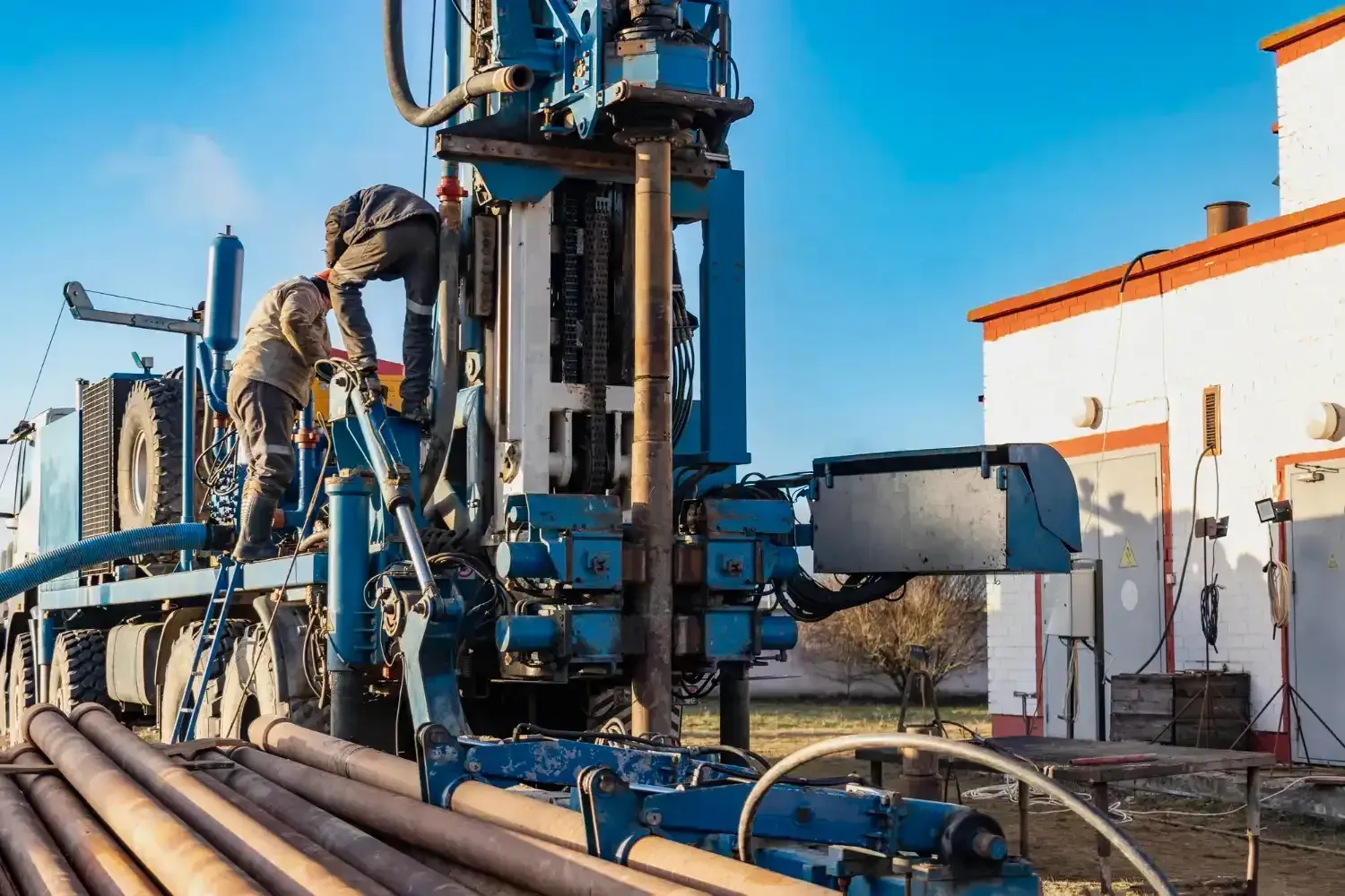 Well pump equipment on a work site